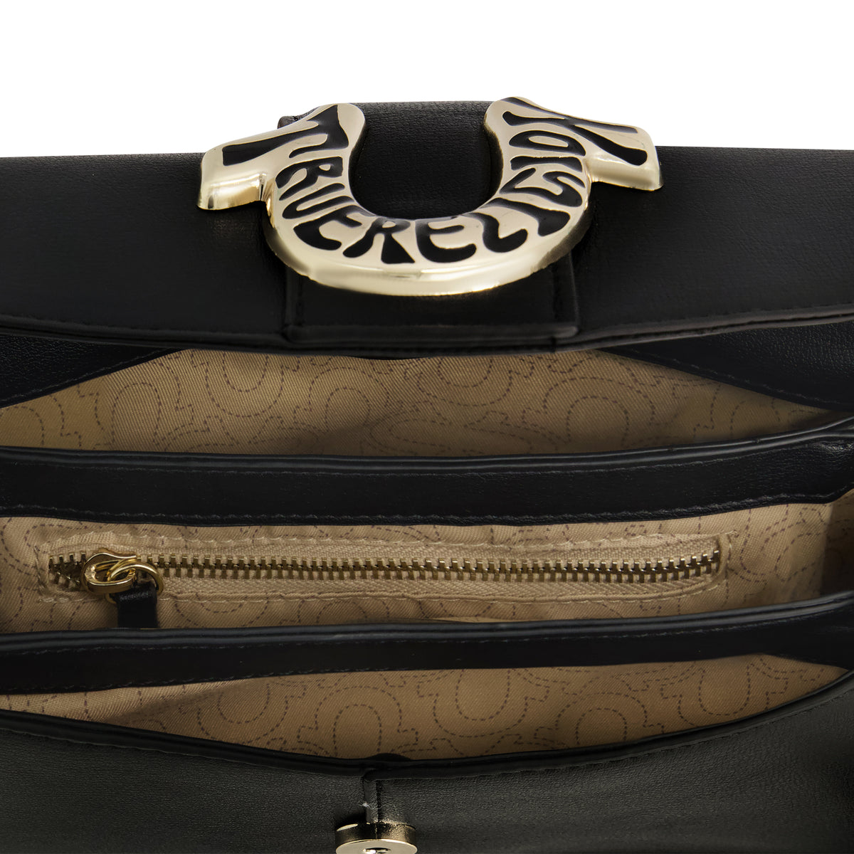 True Religion Women's Crossbody Bag with Branded Logo Detail, BLACK