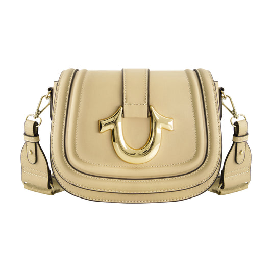 True Religion Saddle Bag with Gold Hardware, CAMEL