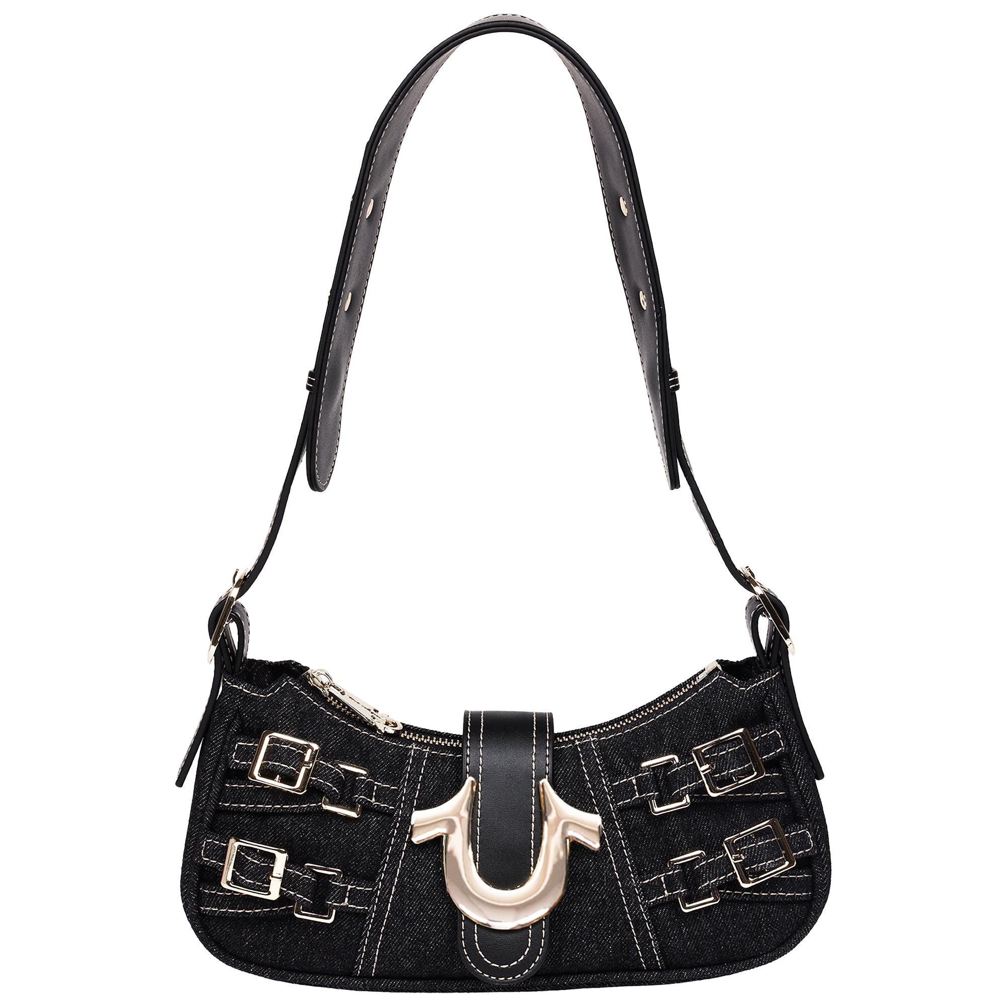 True Religion Multi-Strap Denim Shoulder Bag