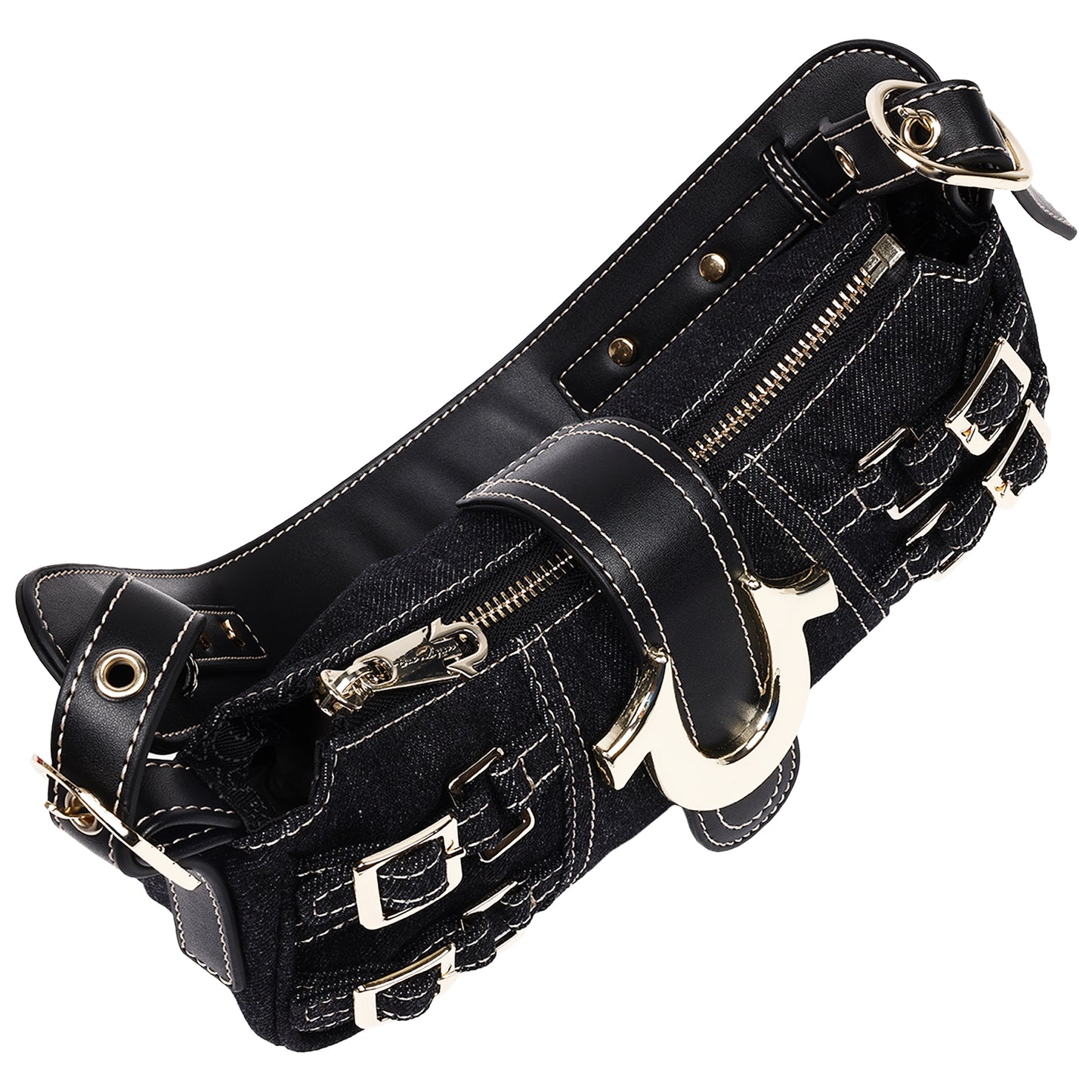 True Religion Multi-Strap Denim Shoulder Bag