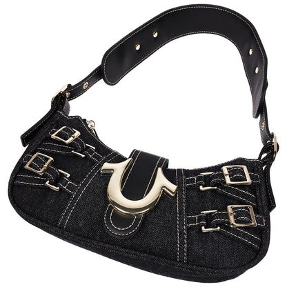 True Religion Multi-Strap Denim Shoulder Bag