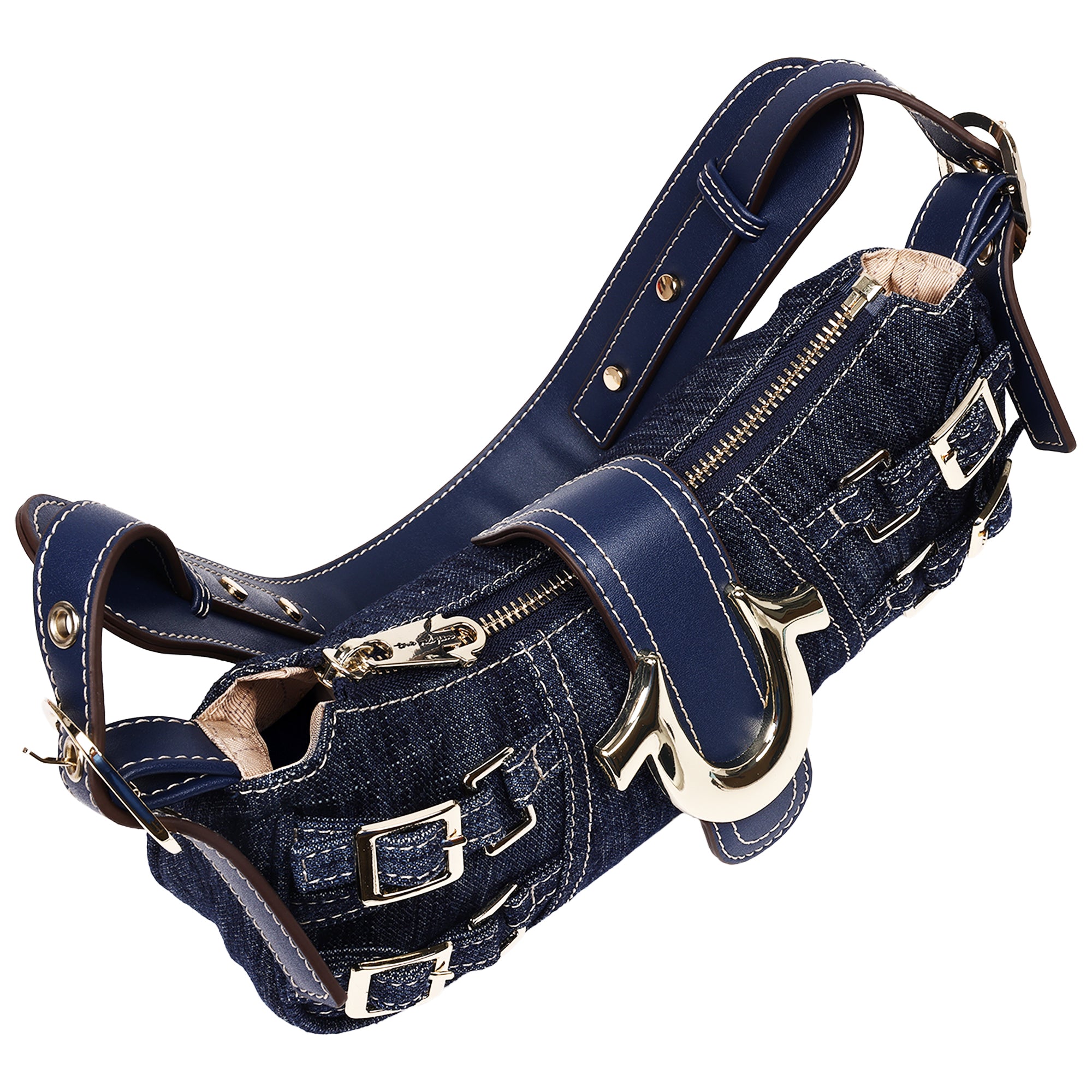 True Religion Multi-Strap Denim Shoulder Bag