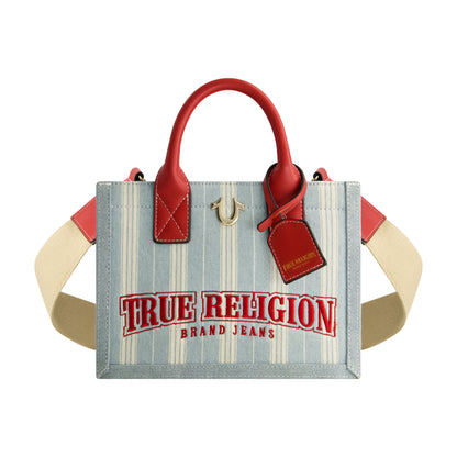 True Religion Denim Stripe Modern Tote, DENIM