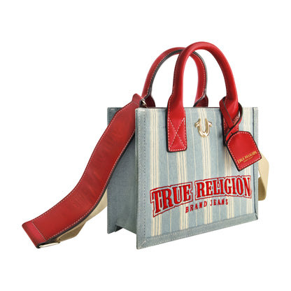 True Religion Denim Stripe Modern Tote, DENIM