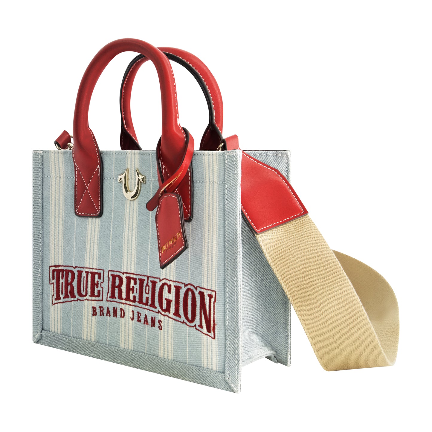 True Religion Denim Stripe Modern Tote, DENIM