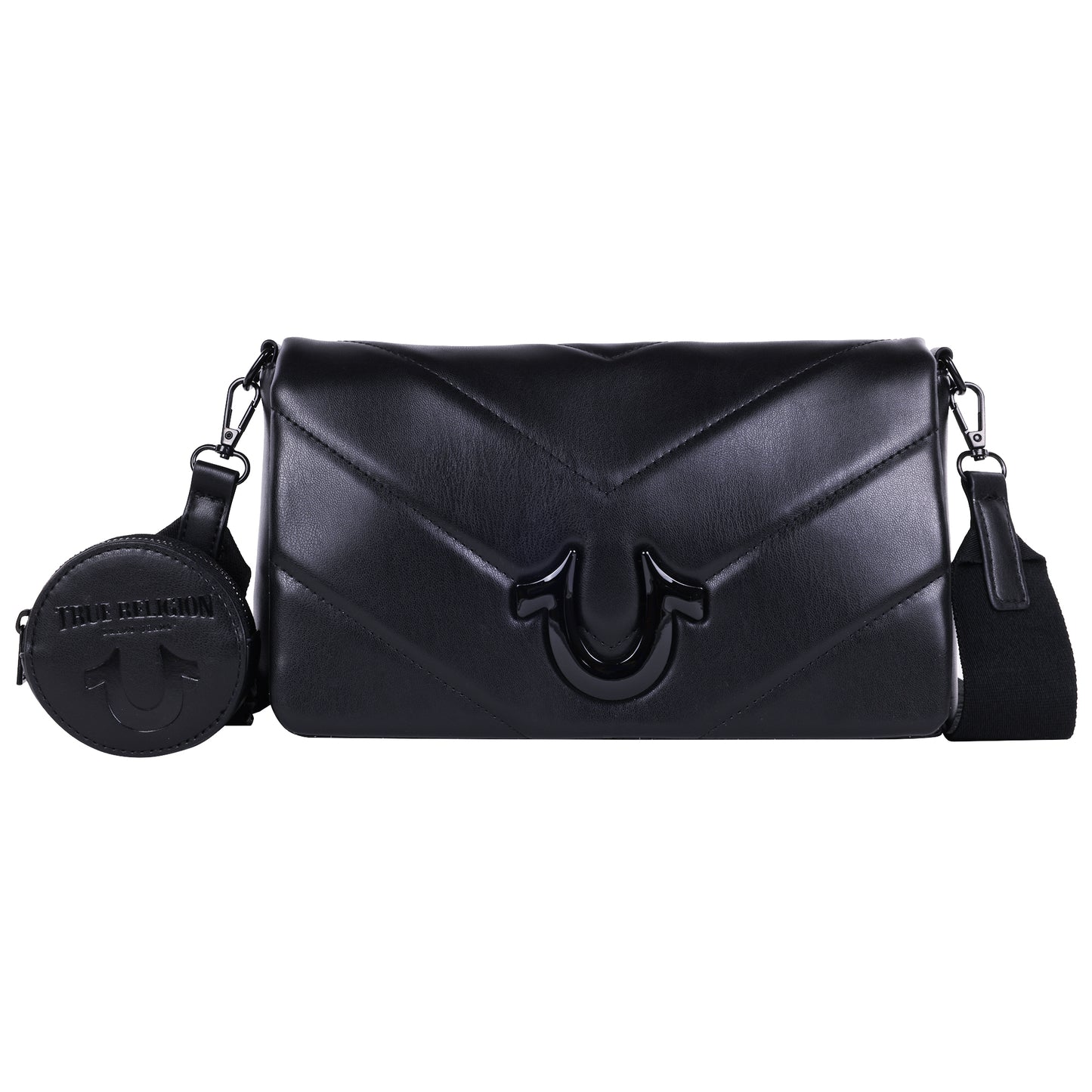 True Religion Quilted Flap Crossbody with Removable Pouch