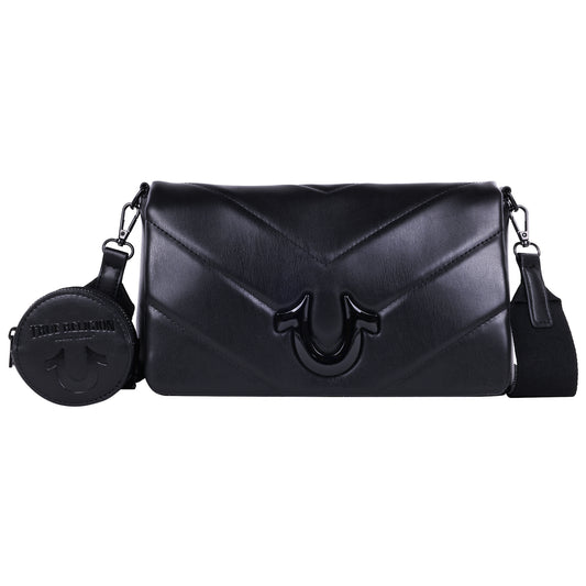 True Religion Quilted Flap Crossbody with Removable Pouch