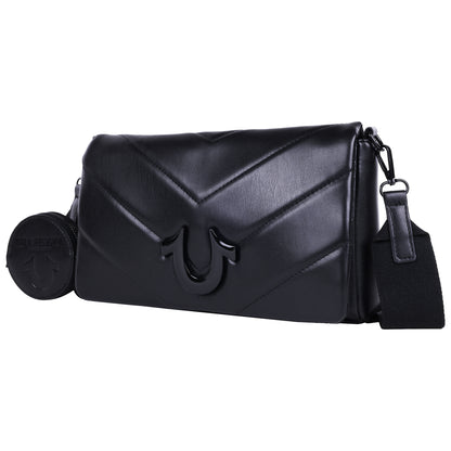 True Religion Quilted Flap Crossbody with Removable Pouch