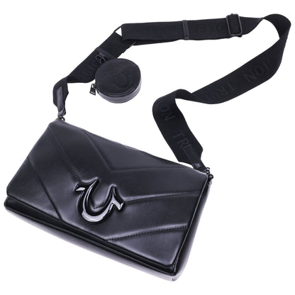 True Religion Quilted Flap Crossbody with Removable Pouch