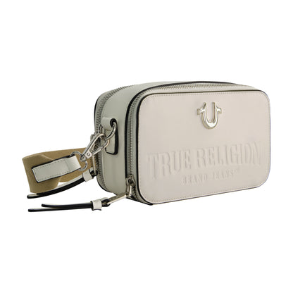 True Religion Double-Zip Horseshoe Camera Bag, White