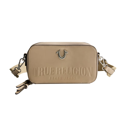 True Religion Double-Zip Horseshoe Camera Bag, Tan