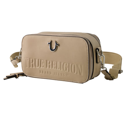 True Religion Double-Zip Horseshoe Camera Bag, Tan