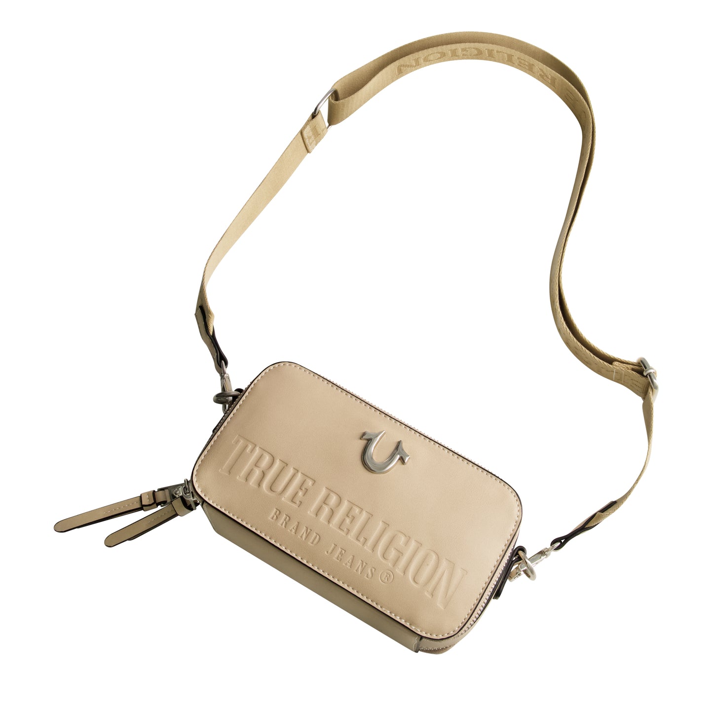 True Religion Double-Zip Horseshoe Camera Bag, Tan