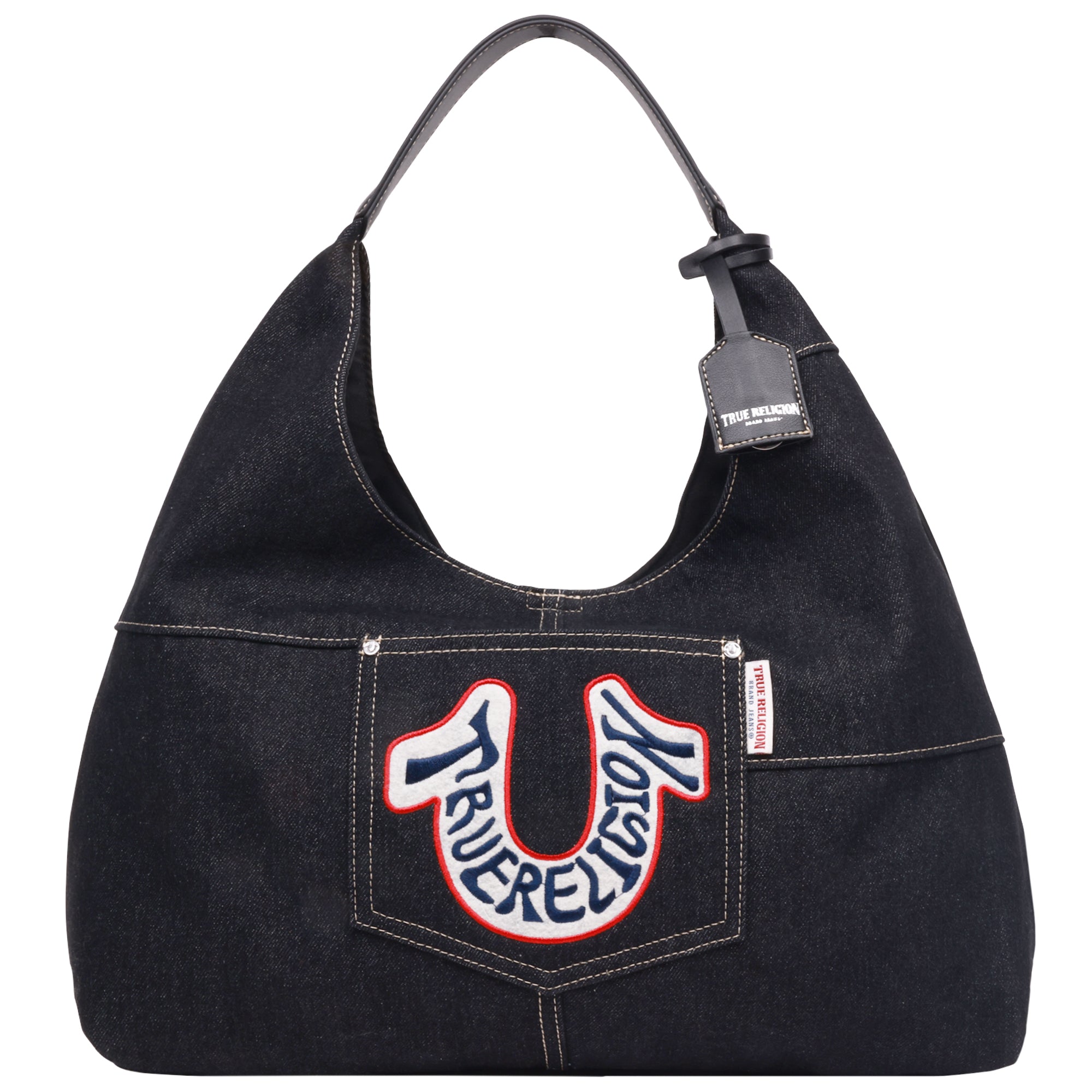 True Religion Retro Logo Denim Hobo Bag