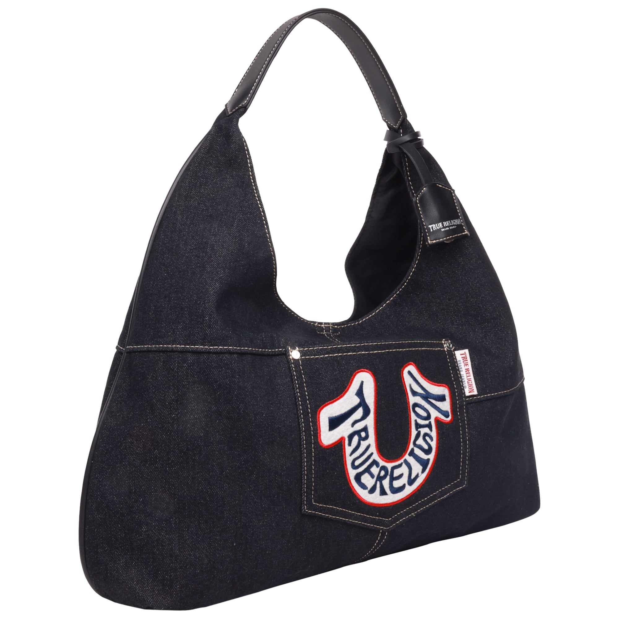 True Religion Retro Logo Denim Hobo Bag