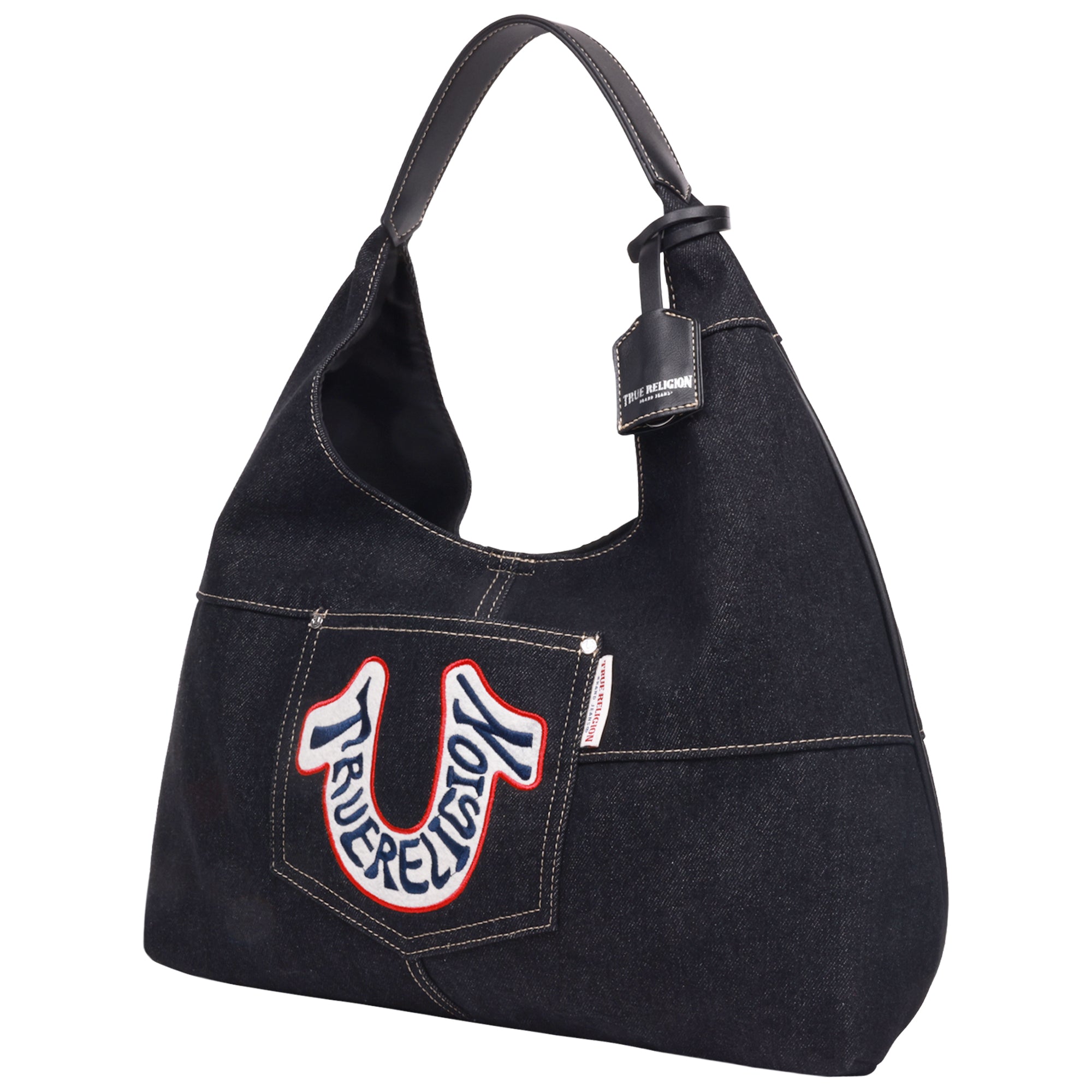 True Religion Retro Logo Denim Hobo Bag