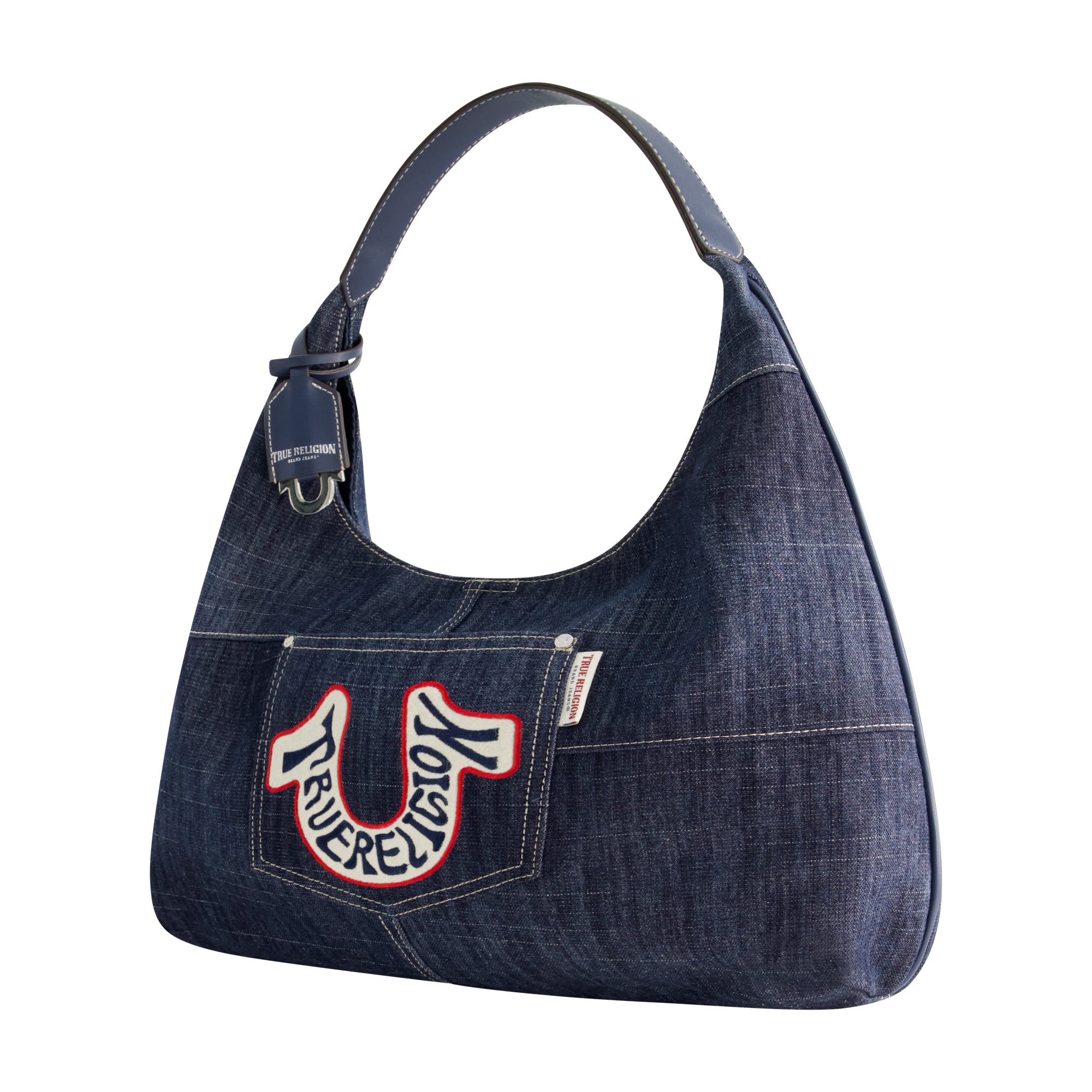 True Religion Retro Logo Denim Hobo Bag