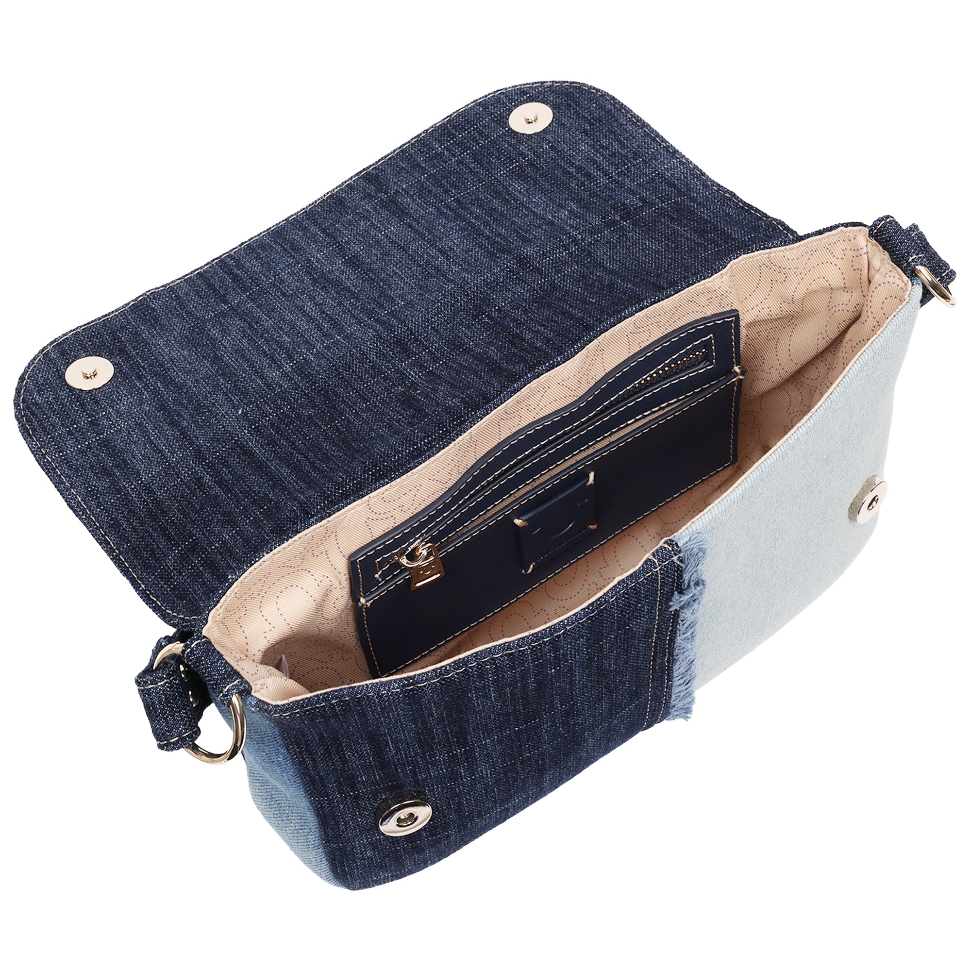 True Religion Frayed Denim Horseshoe Hobo Bag