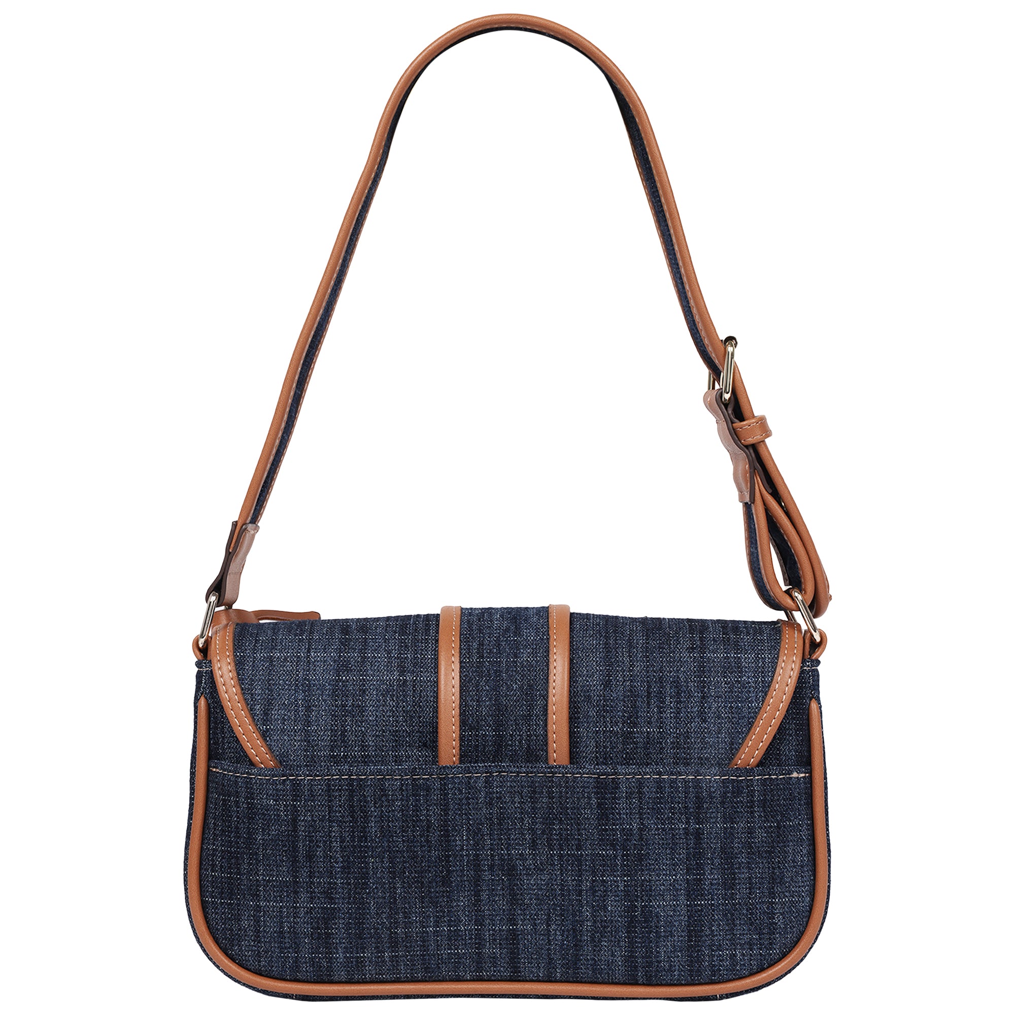 True Religion Double Pocket Denim Satchel with Horseshoe Hardware