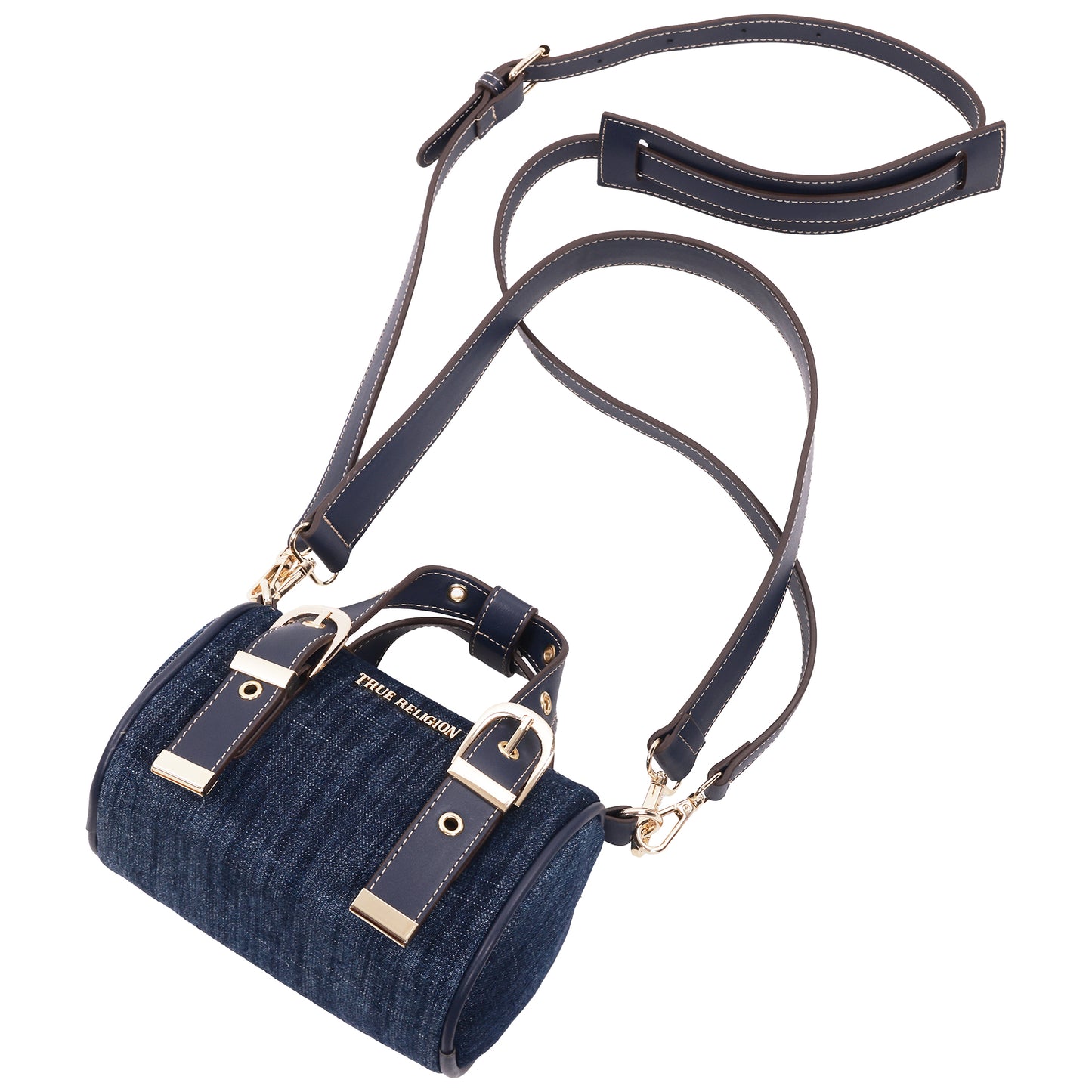True Religion Denim Buckle Strap Mini Satchel