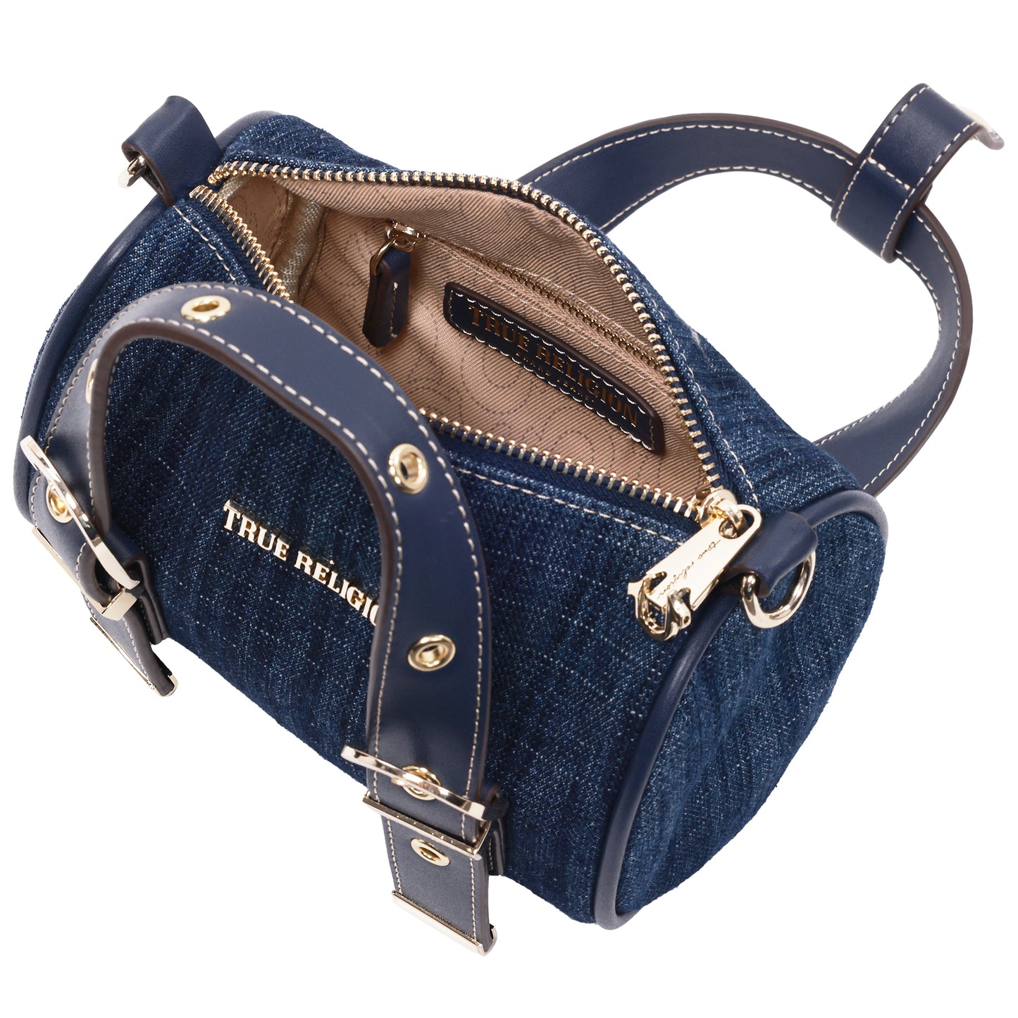 True Religion Denim Buckle Strap Mini Satchel