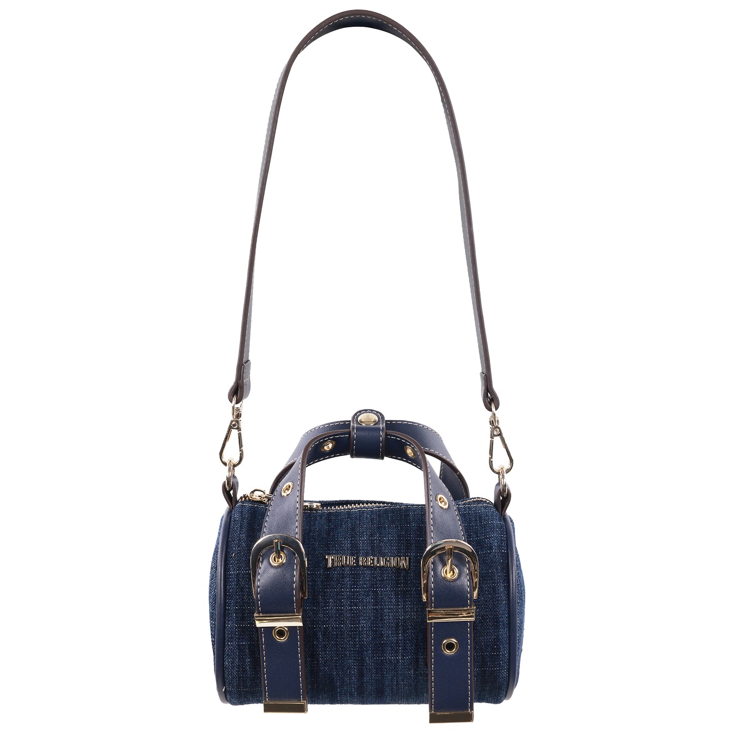 True Religion Denim Buckle Strap Mini Satchel