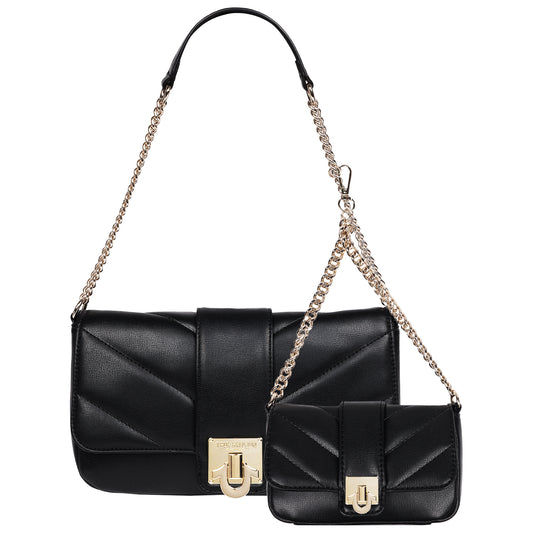 True Religion Quilted Flap Shoulder Bag with Mini Bag