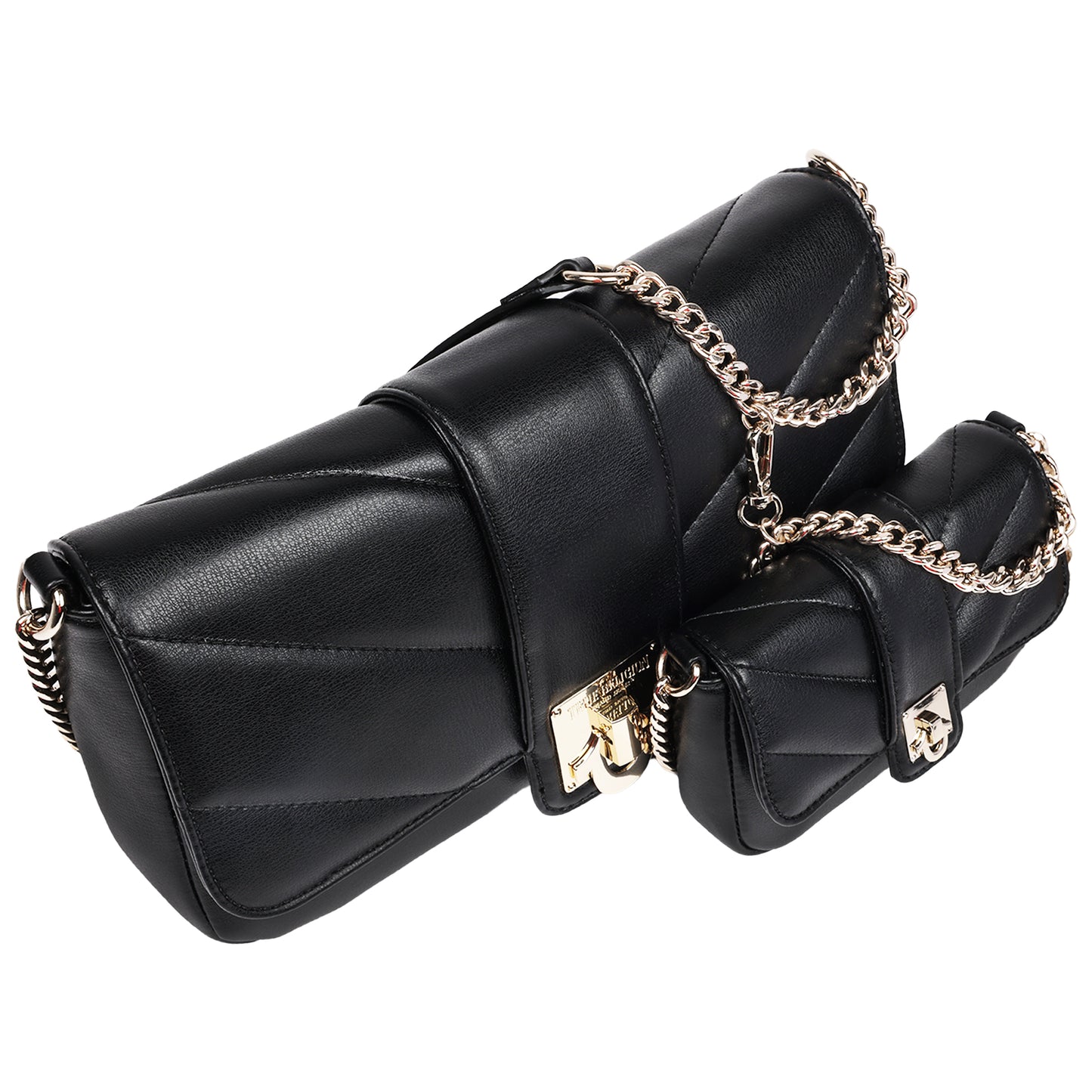 True Religion Quilted Flap Shoulder Bag with Mini Bag
