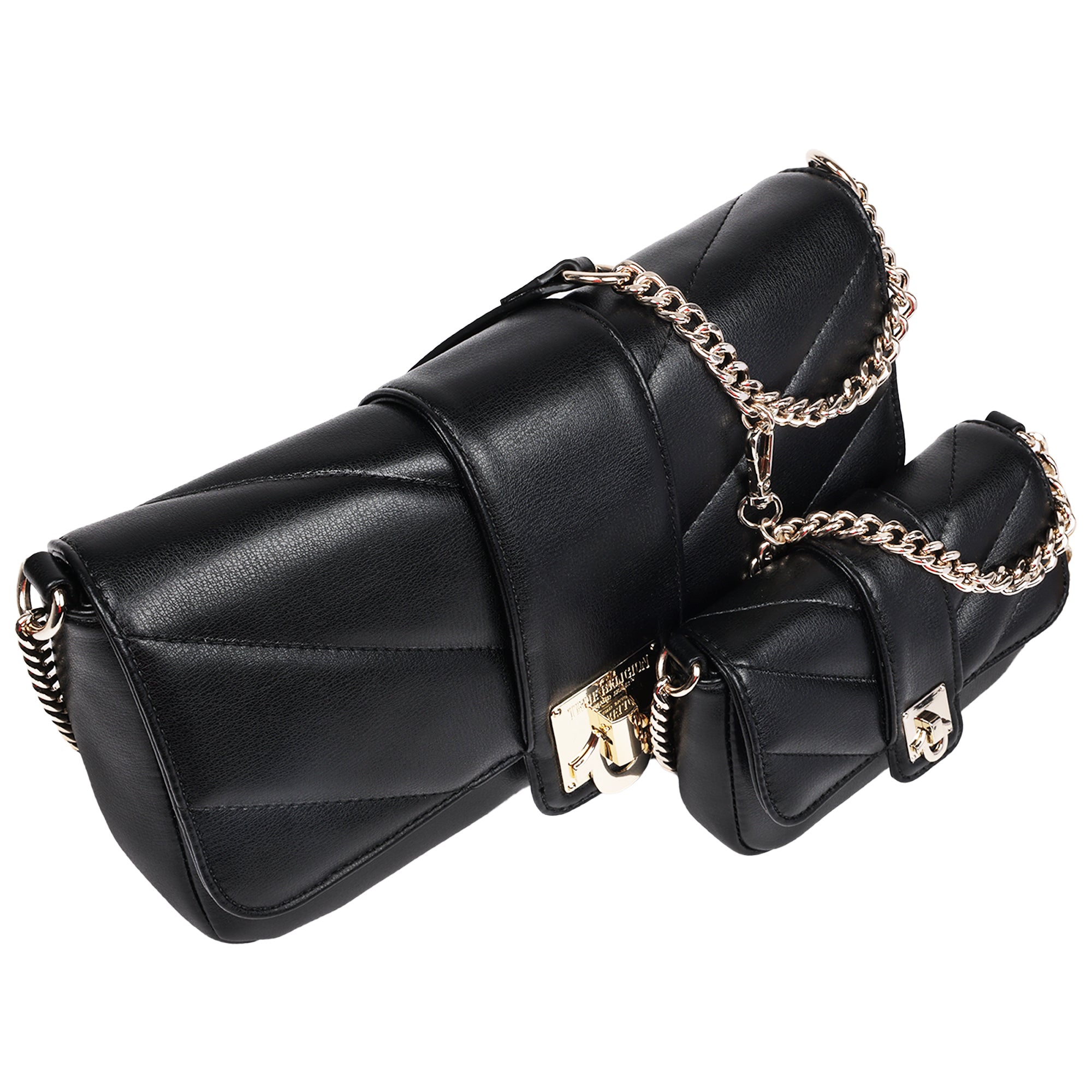 True Religion Quilted Flap Shoulder Bag with Mini Bag