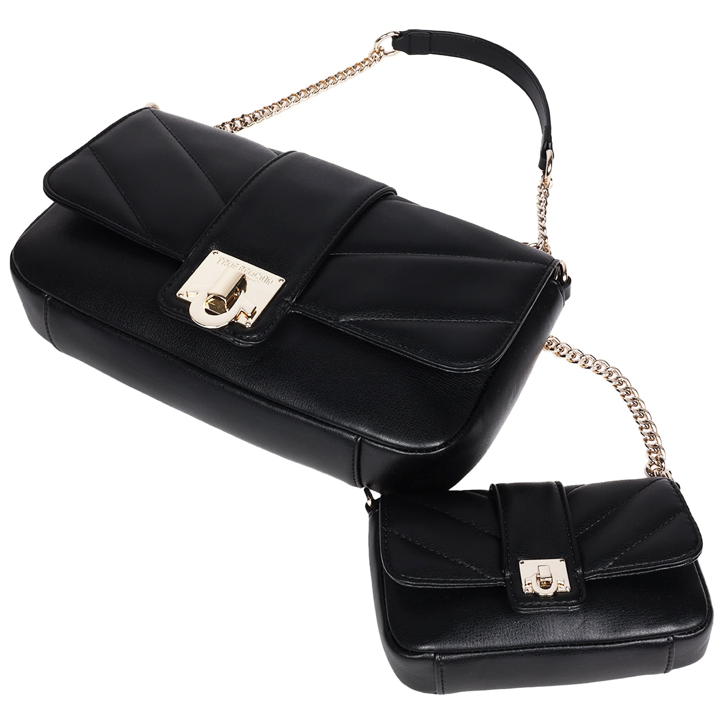 True Religion Quilted Flap Shoulder Bag with Mini Bag