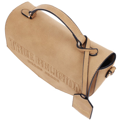 True Religion Trapunto Logo Suede Flap Crossbody