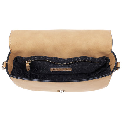 True Religion Trapunto Logo Suede Flap Crossbody
