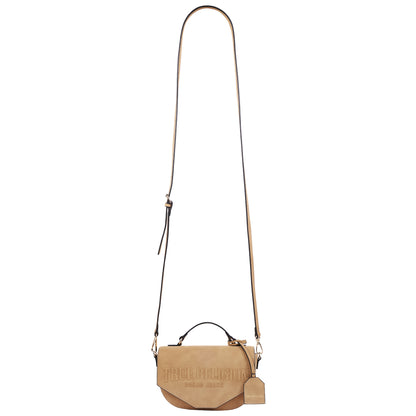 True Religion Trapunto Logo Suede Flap Crossbody