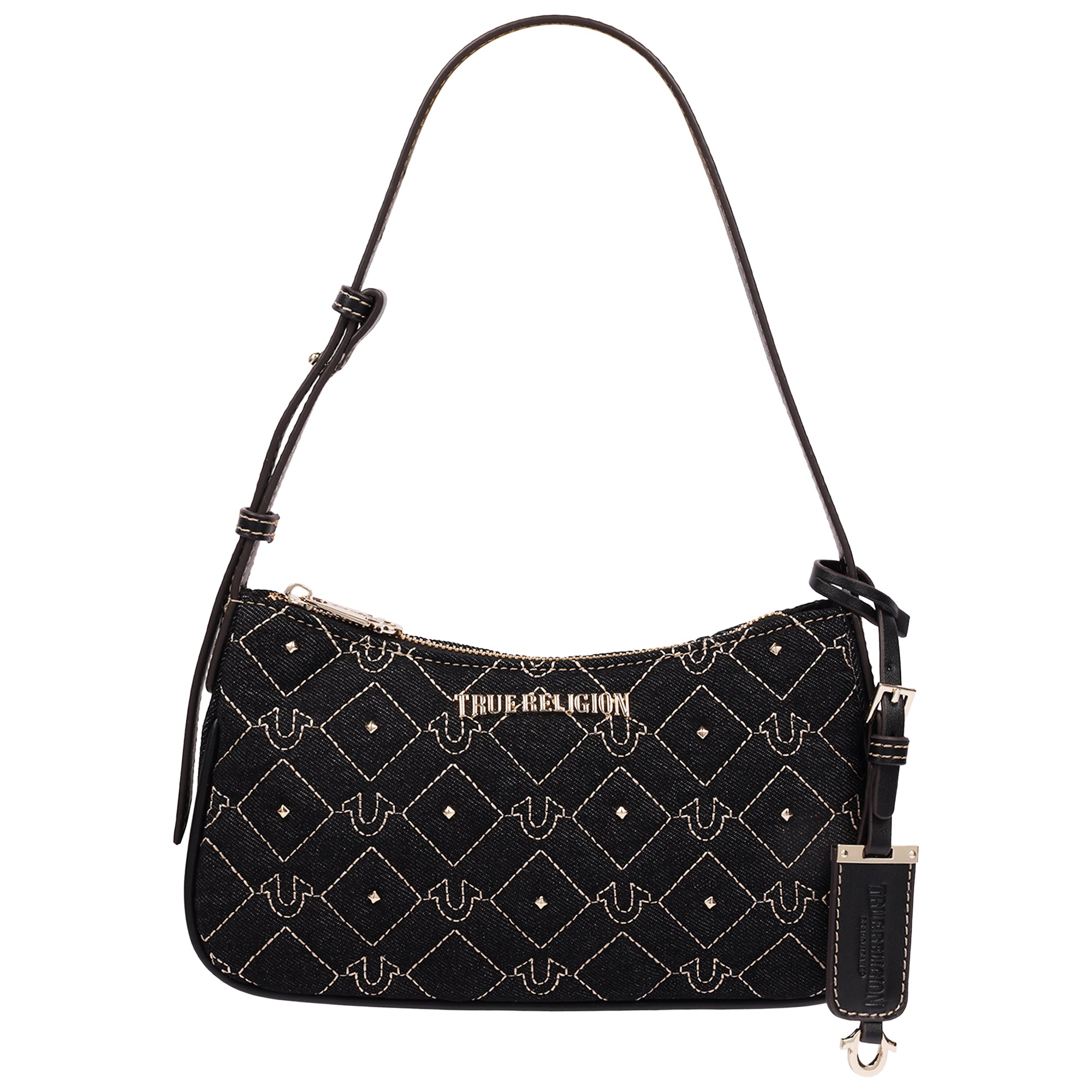 True Religion Studded Denim Shoulder Bag