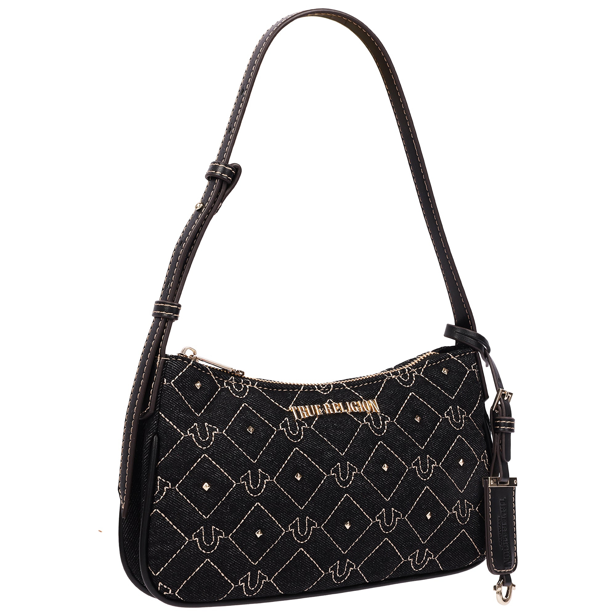 True Religion Studded Denim Shoulder Bag