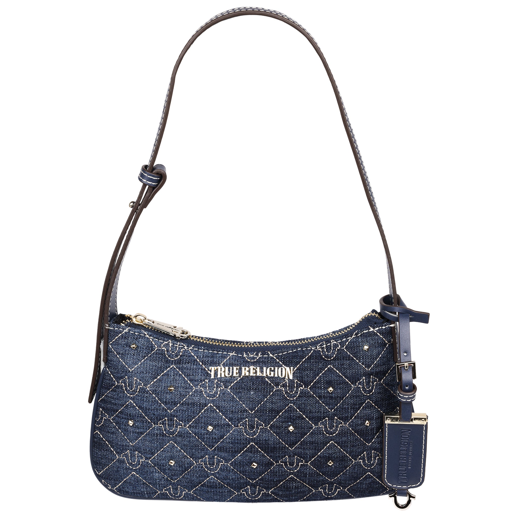 True Religion Studded Denim Shoulder Bag