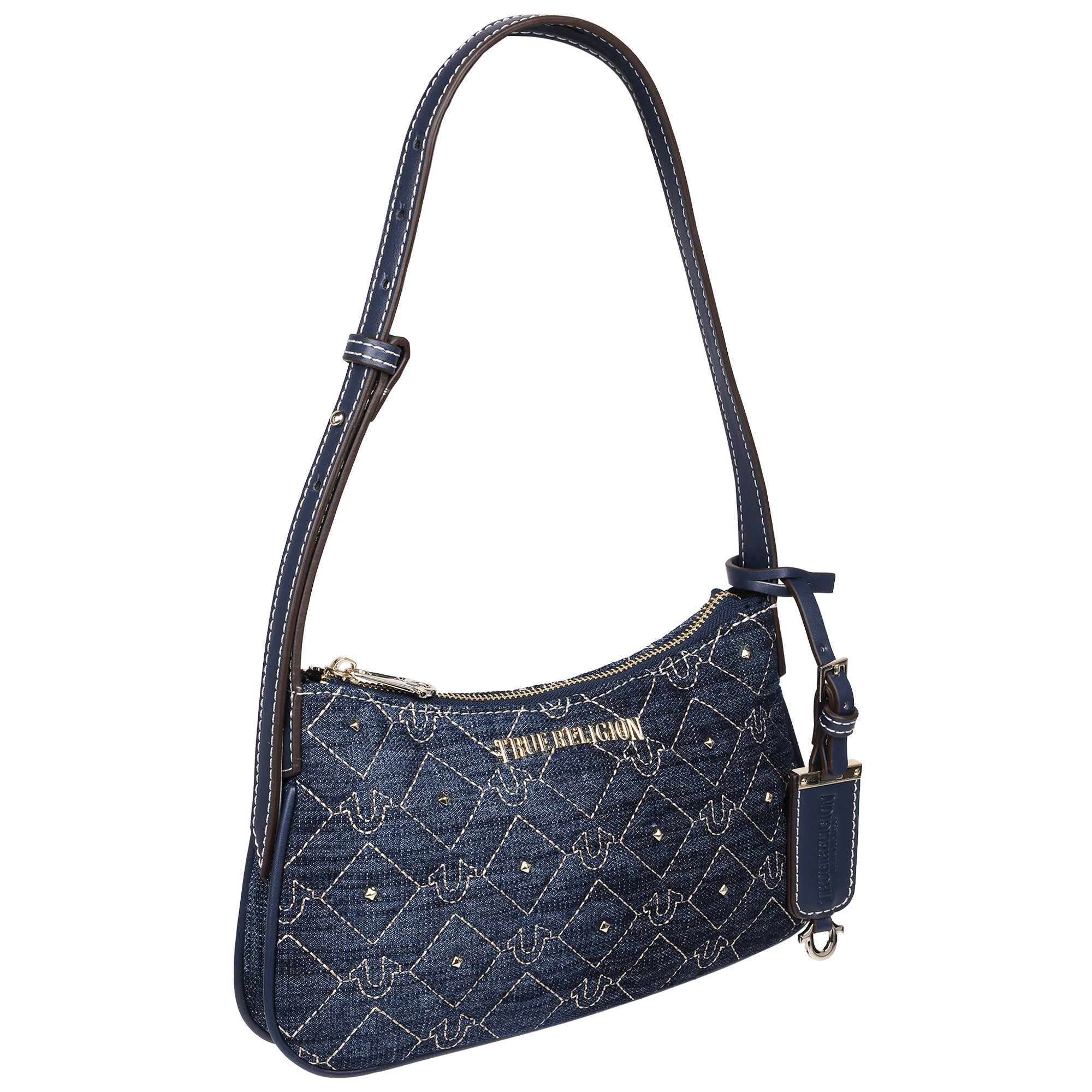 True Religion Studded Denim Shoulder Bag