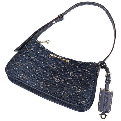 True Religion Studded Denim Shoulder Bag