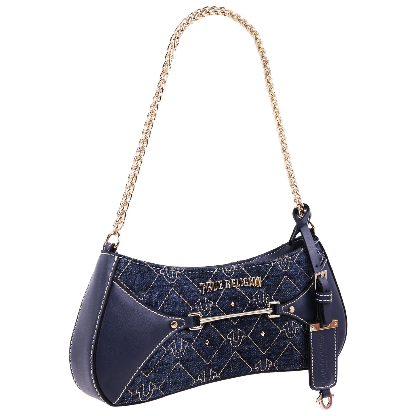 True Religion Studded Denim Chain Shoulder Bag
