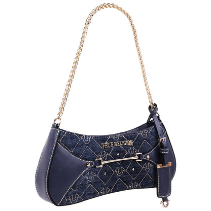 True Religion Studded Denim Chain Shoulder Bag
