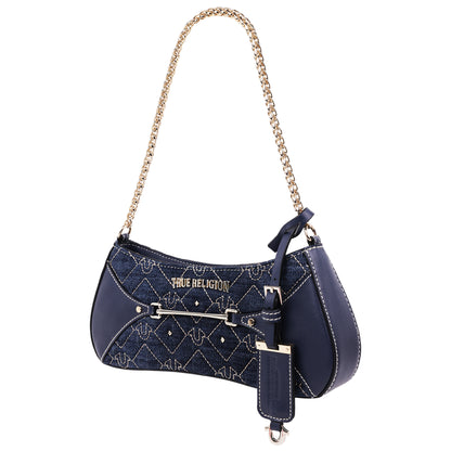 True Religion Studded Denim Chain Shoulder Bag