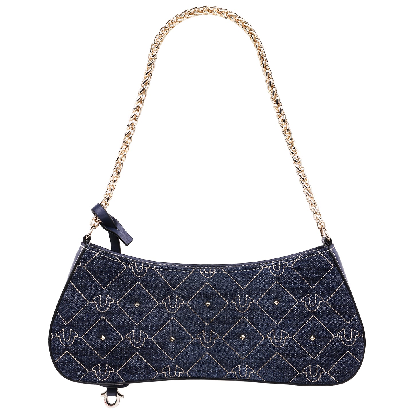 True Religion Studded Denim Chain Shoulder Bag