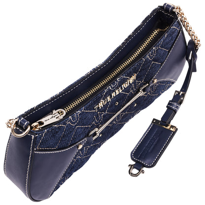 True Religion Studded Denim Chain Shoulder Bag