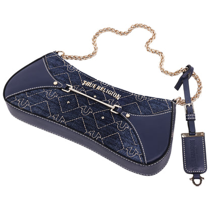 True Religion Studded Denim Chain Shoulder Bag
