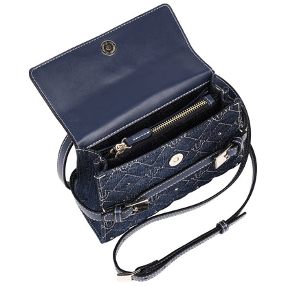 True Religion Studded Denim Flap Crossbody Bag