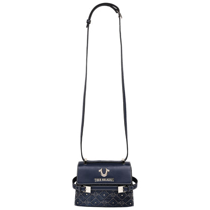 True Religion Studded Denim Flap Crossbody Bag