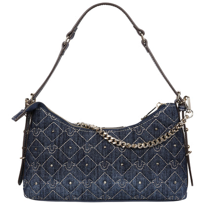True Religion Studded Denim Chain Shoulder Bag