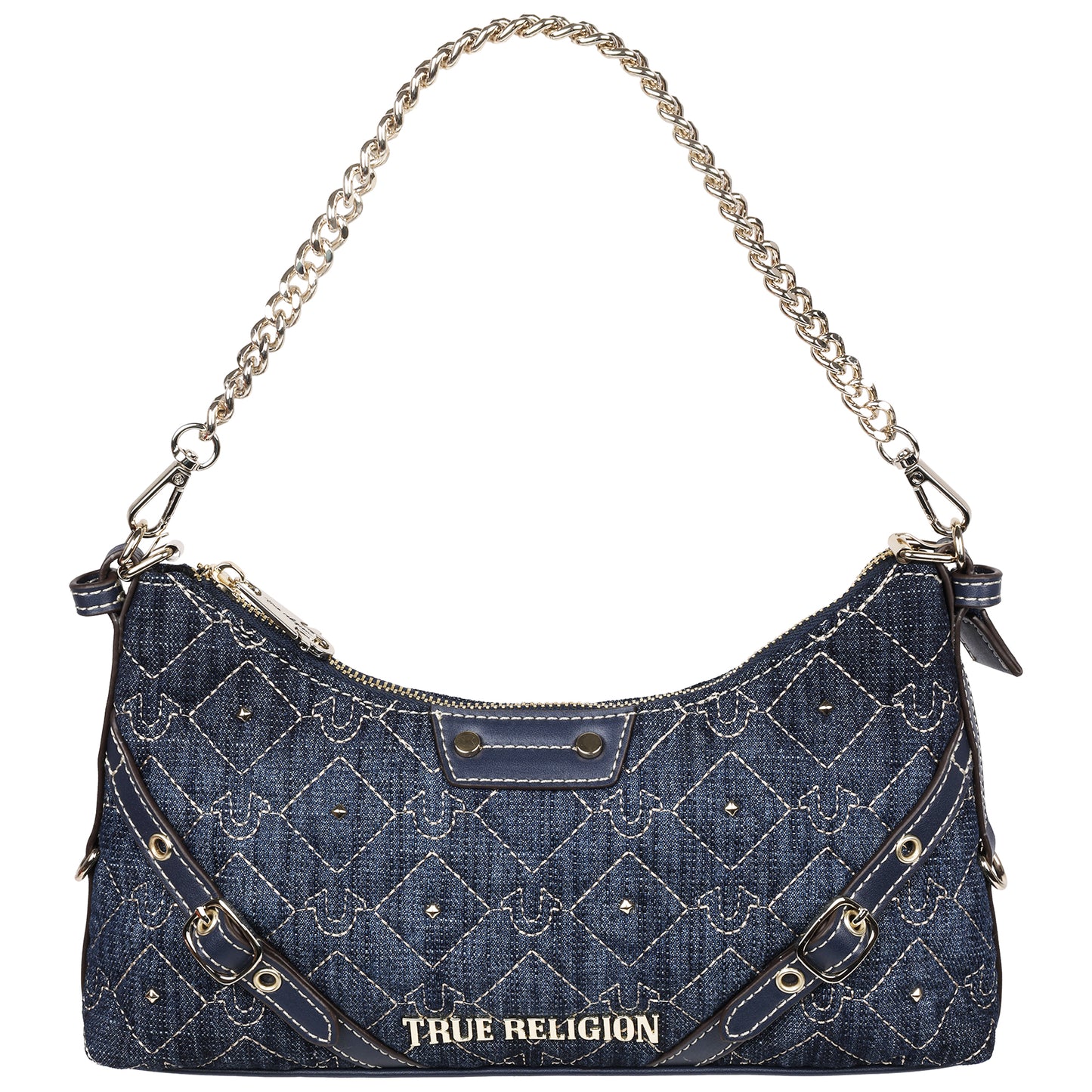 True Religion Studded Denim Chain Shoulder Bag