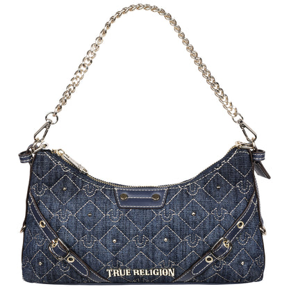 True Religion Studded Denim Chain Shoulder Bag
