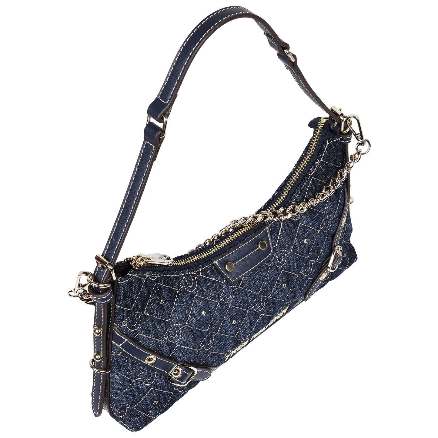 True Religion Studded Denim Chain Shoulder Bag